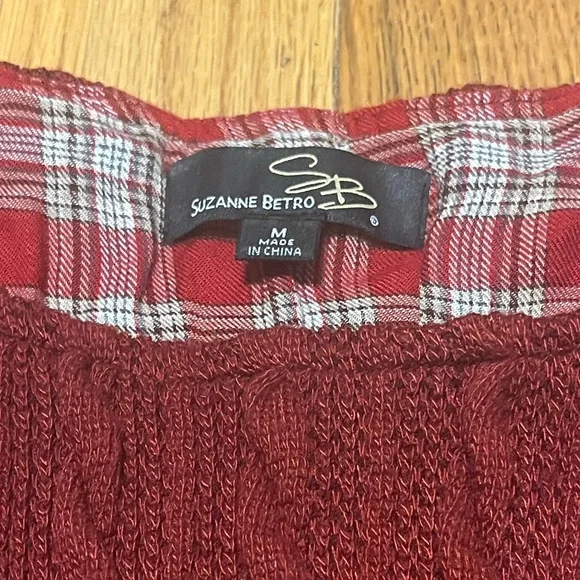 Suzanne Berto Women's Red Cable Knit Sweater size Medium - Picture 2 of 6